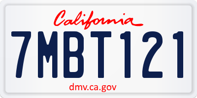 CA license plate 7MBT121