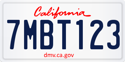 CA license plate 7MBT123