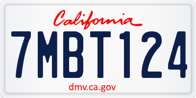 CA license plate 7MBT124
