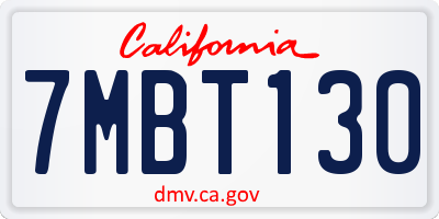 CA license plate 7MBT130