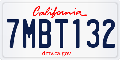 CA license plate 7MBT132