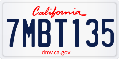 CA license plate 7MBT135