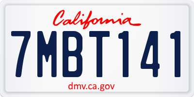 CA license plate 7MBT141