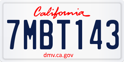 CA license plate 7MBT143