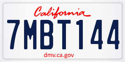 CA license plate 7MBT144