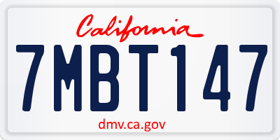 CA license plate 7MBT147