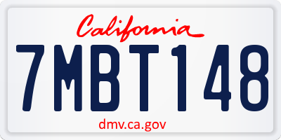 CA license plate 7MBT148