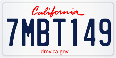 CA license plate 7MBT149