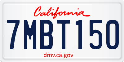 CA license plate 7MBT150