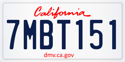 CA license plate 7MBT151