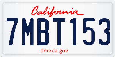 CA license plate 7MBT153