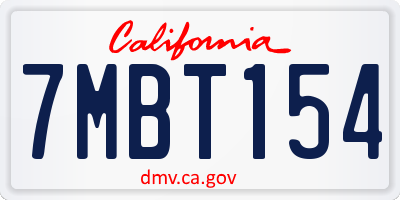 CA license plate 7MBT154