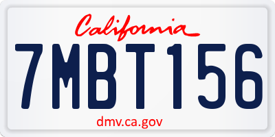 CA license plate 7MBT156