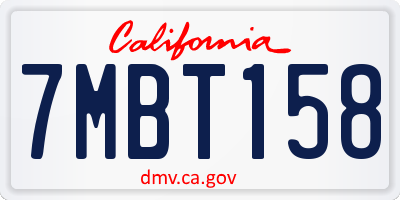 CA license plate 7MBT158