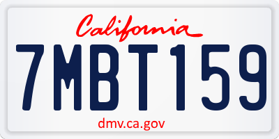 CA license plate 7MBT159