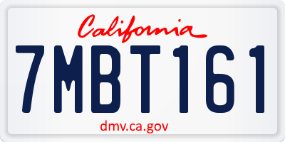 CA license plate 7MBT161