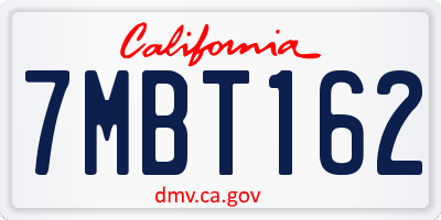 CA license plate 7MBT162