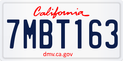 CA license plate 7MBT163