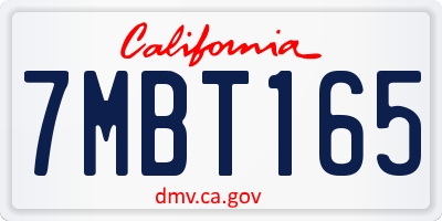 CA license plate 7MBT165