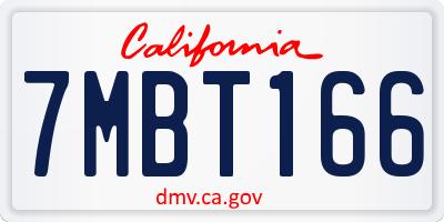 CA license plate 7MBT166