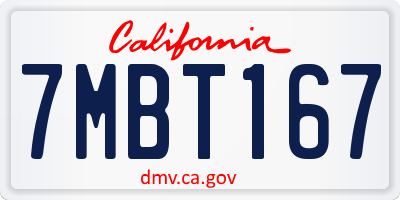 CA license plate 7MBT167