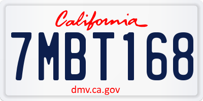 CA license plate 7MBT168