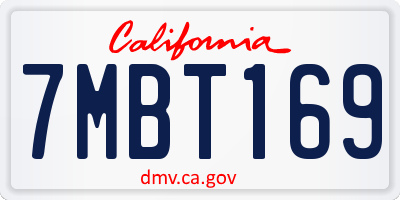 CA license plate 7MBT169