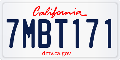 CA license plate 7MBT171