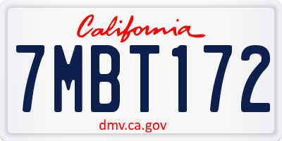 CA license plate 7MBT172