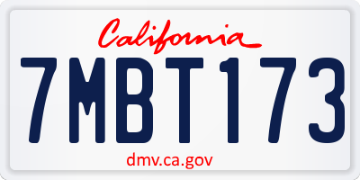 CA license plate 7MBT173