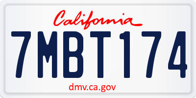 CA license plate 7MBT174