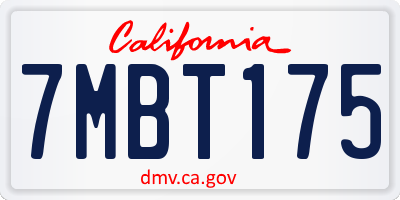 CA license plate 7MBT175