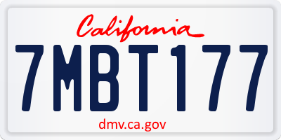 CA license plate 7MBT177