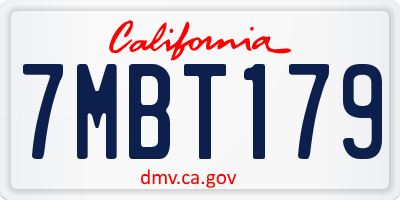 CA license plate 7MBT179