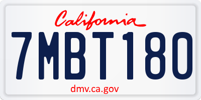 CA license plate 7MBT180
