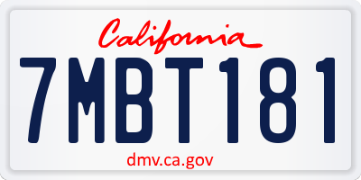 CA license plate 7MBT181