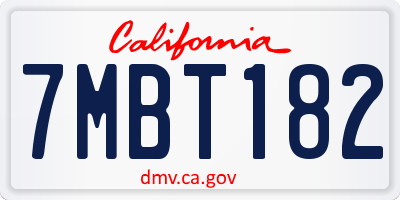 CA license plate 7MBT182