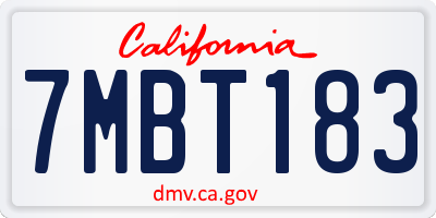 CA license plate 7MBT183
