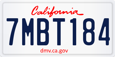 CA license plate 7MBT184