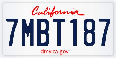 CA license plate 7MBT187