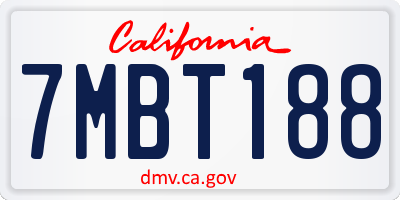 CA license plate 7MBT188