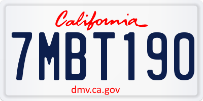 CA license plate 7MBT190