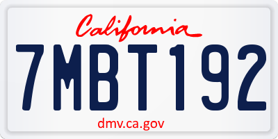 CA license plate 7MBT192