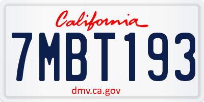 CA license plate 7MBT193