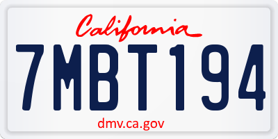 CA license plate 7MBT194