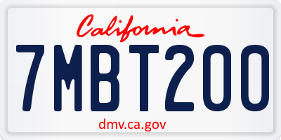 CA license plate 7MBT200