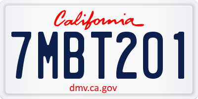CA license plate 7MBT201
