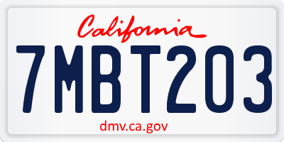 CA license plate 7MBT203