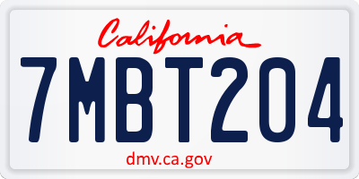CA license plate 7MBT204