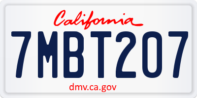 CA license plate 7MBT207
